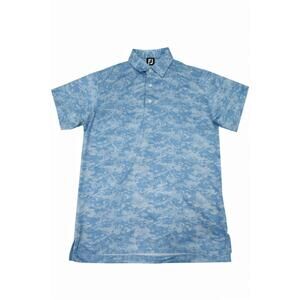 FootJoy FJ Golf Polo Shirt Men’s Large Blue Camo Performance Short Sleeve